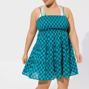 Torrid Blue Checkered Swim Coverup